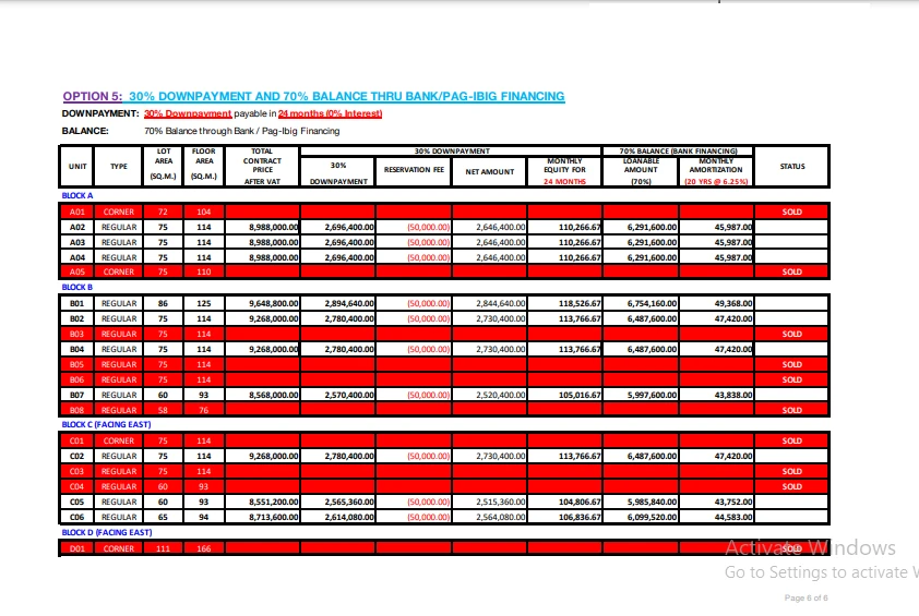 Option 5 Computation with Pag ibig 318 East Overlook